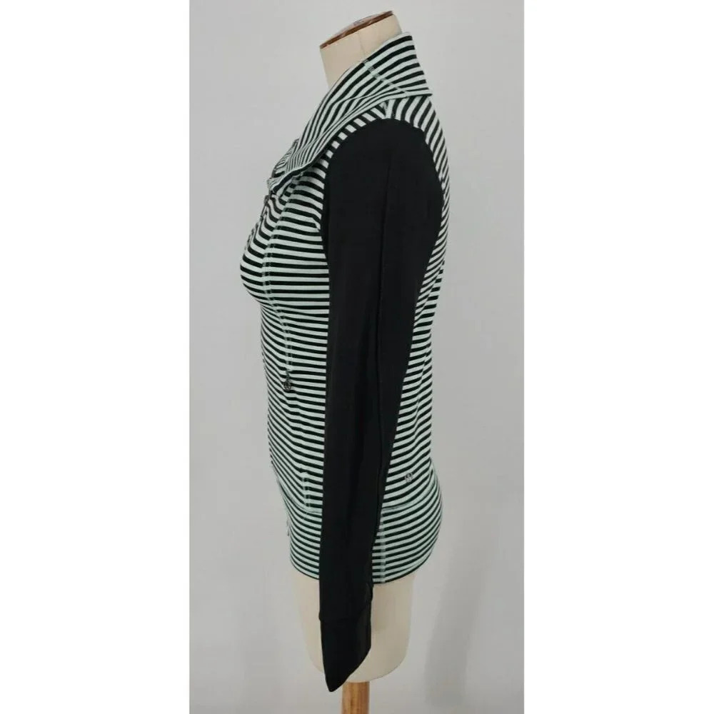 Lululemon Daily Yoga Jacket Mint Black Stripe Size 2 High Neck Full Double Zip - Picture 4 of 8